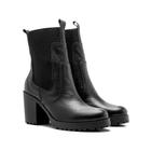 Bota Coturno Venetto Couro Feminino Salto Tratorado Estilo