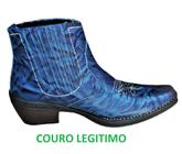 Bota Country Em Couro Botina Masculina Cor Azul Cowboy Estilo Rodeio Vaquejada Cavalgada Carrapeta