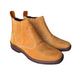 Bota Country Masculina Botina em Couro Nobuck Solado Costurado Botinha Casual Social 2520 Amarelo