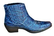 Bota Country Masculina Cor Azul Solado Costurado Salto Alto Carrapeta Botina Cowboy Vaquejada 3331