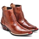 Bota Country Masculina Couro Bico Fino Cano Médio Conforto