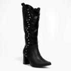 Bota Country Ramarim Bordada Tachas Feminina - Preto