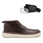 Bota Couro Democrata Denim Clash Cano Curto 240302 + Cinto Masculino Dupla Face