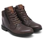 Bota Couro Masculina Coturno Zíper Lateral Confortável Casual De Couro Cano Curto Salto Baixo