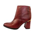 Bota Couro Vermelha Cano Médio Com Filete Feminina