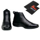 Bota de Couro Gmm Shoes Coturno Resistente Leve Conforto + Carteira Masculina