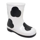 Bota Decorativa Botinha Caipira Com Mancha De Vaca Ceramica