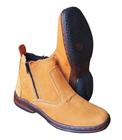 Bota Estilo Chelsea Couro Nobuck Botina Jovem Solado Costurado Botinha Leve Macia 3461 Preta Cor