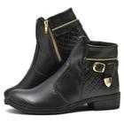 Bota Feminina Cano Baixo Detalhe Fivela Lateral Estilo/Conforto Sola Antiderrapante