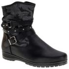 Bota Feminina Cano Baixo Mooncity 71123 Coturno Preto Botinha Calce Fácil