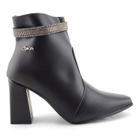 Bota Feminina Cano Curto Ankle Boot com Brilho Bico Fino Salto Alto