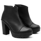 Bota Feminina Cano Curto Casual Tratorada Lisa Moderna