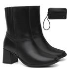 Bota Feminina Cano Curto Couro Casual Zíper + Carteira Kit