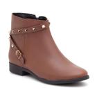 Bota Feminina Cano Curto Couro Casual Zíper Estilo Conforto