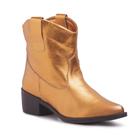 Bota Feminina Cano Curto Couro Country Western Metalizada