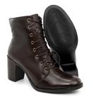 Bota Feminina cano curto couro firenze 9032 Griffe cafe