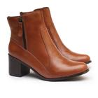 Bota Feminina Cano Curto Em Couro Natural Unisola - Caramelo