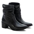 Bota Feminina Cano Curto Slouchy Em Couro