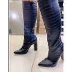 Bota Feminina Cano Longo Salto Alto Bloco Grosso