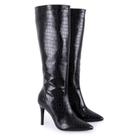 Bota feminina cano longo salto alto fino