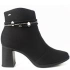 Bota Feminina Casual Salto Bloco Alto Cano Baixo com Strass Dakota G9901