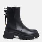 Bota Feminina Coturno Cano Baixo Preto Bico Fino Fivelas