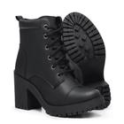 Bota Feminina Coturno Salto Alto Bota Macia Tratorada Feminina Cano Médio PRETO FOSCA