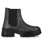 Bota Feminina Coturno Tratorado Cano Medio Elastico - Preto