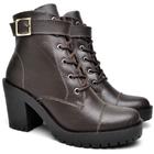 Bota Feminina Coturno Tratorado Moderno Salto Alto Leve e Confortável Casual Com correntesBT137