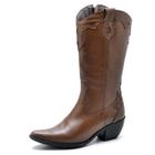 Bota feminina country bico fino top franca shoes caramelo