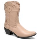 Bota Feminina Country Cano Medio Bico Fino Nude