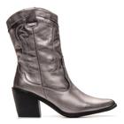 Bota Feminina Country Texana Bico Fino Salto Alto Western Couro 4500