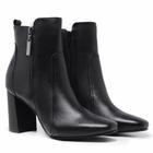 Bota Feminina Couro Salto Bico Fino Confortável Ankle Boot Preto 39