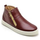 Bota Feminina Couro Zíper Cano Baixo Conforto Moda Casual