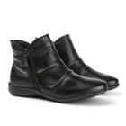 Bota Feminina FG Casual Couro Solado Rasteiro Preta