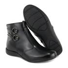 Bota Feminina FG Casual CouroSolado Rasteiro Preto