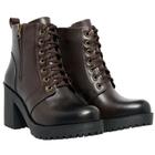 Bota Feminina Ipê Mulato Cano Médio de Couro Zíper Lateral Salto Grosso 9cm Cor Café