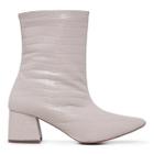 Bota Feminina Leruchel Bico Fino Croco Off White