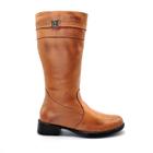 Bota Feminina Montaria Camel Cano Longo em Couro 137