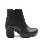 Bota Feminina Preto Casual Couro Fork Salto Alto