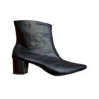 Bota Feminina Salto Grosso Baixo 5cm Bico Fino Alongado - Preto