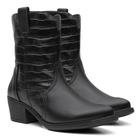 Bota Feminina Texana Croco Cano Médio Salto Baixo Casual