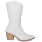 Bota Feminina Texana Western Country Cano Médio Napa Off White