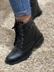 Bota Feminina Tratorada Casual Zíper Lateral Cano Curto Modinha Preto