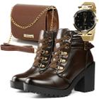 Bota Feminina Tratorada Inverno Frio Conforto + Bolsa pequena e Relógio - Kartmen