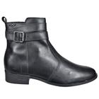 Bota Feminina Via Uno Preta Cano Baixo Detalhe Fivela 708002