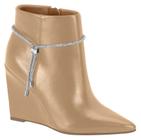 Bota Feminina Vizzano Salto Anabela Alto Cano Baixo Strass