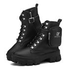 Bota Feminino Coturno Tratorado Com Bolsinho Lateral Preto