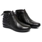 Bota Feminino De Couro Moda Inverno Sola Rasteira Confortável Detalhes Ajustável Atrás