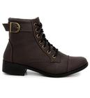 Bota Feminino Estilo Coturno Preto Cano Baixo Fivela Lançamento Outono Inverno 24